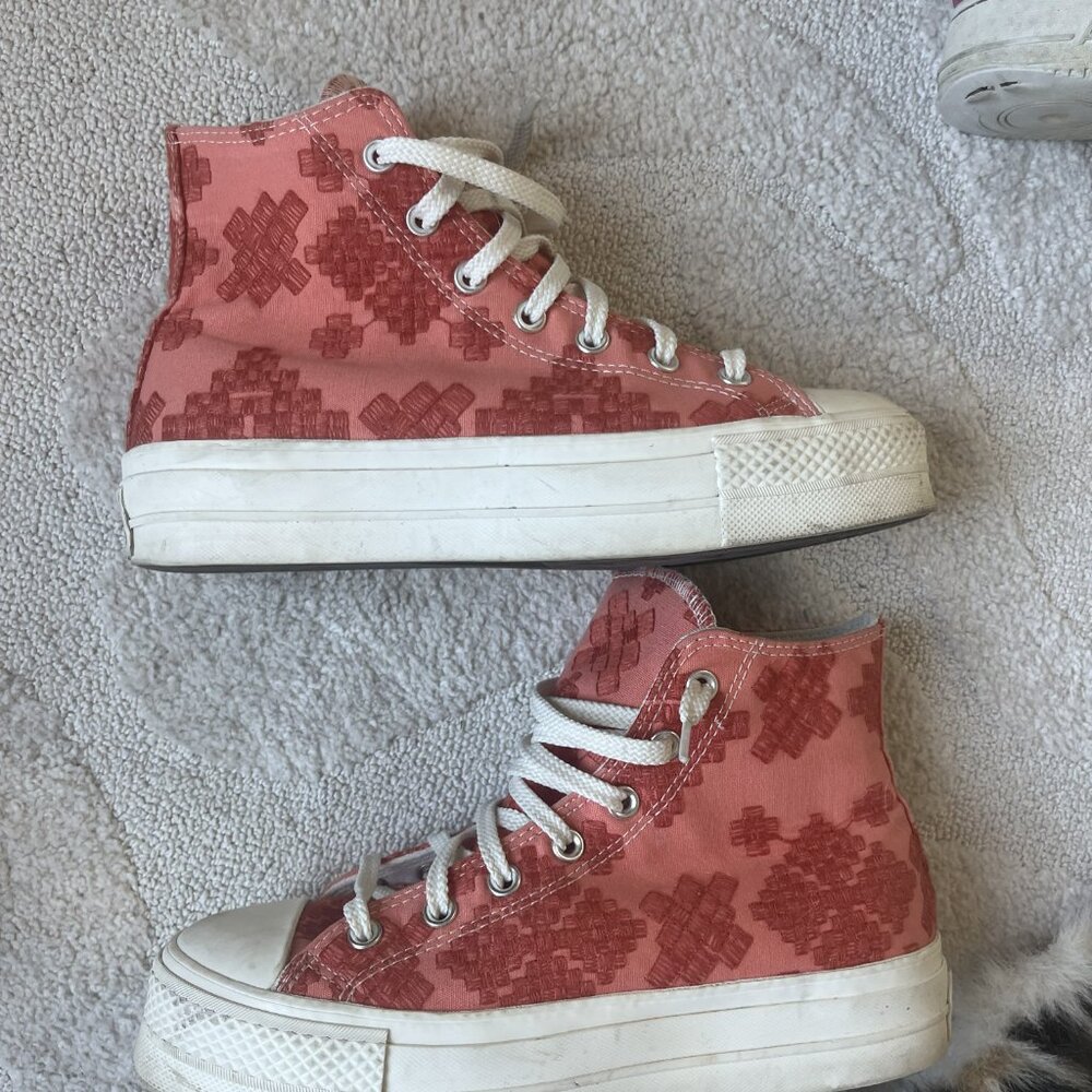 Converse Wmns Orange Patterned Platform Hightop S… - image 3